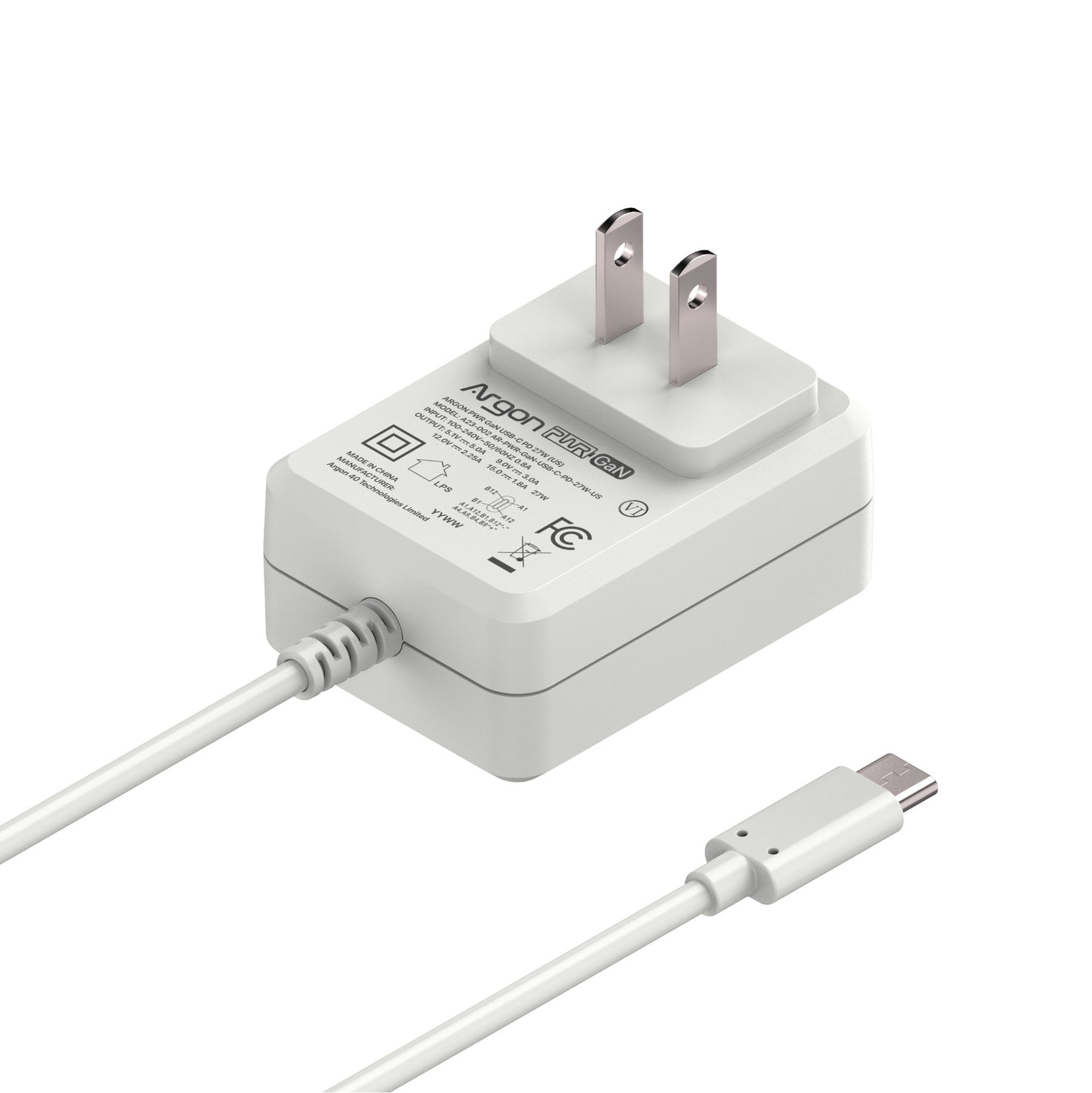 Argon PWR GaN USB-C PD Power Supply 27 Watts – Argon 40 Technologies ...